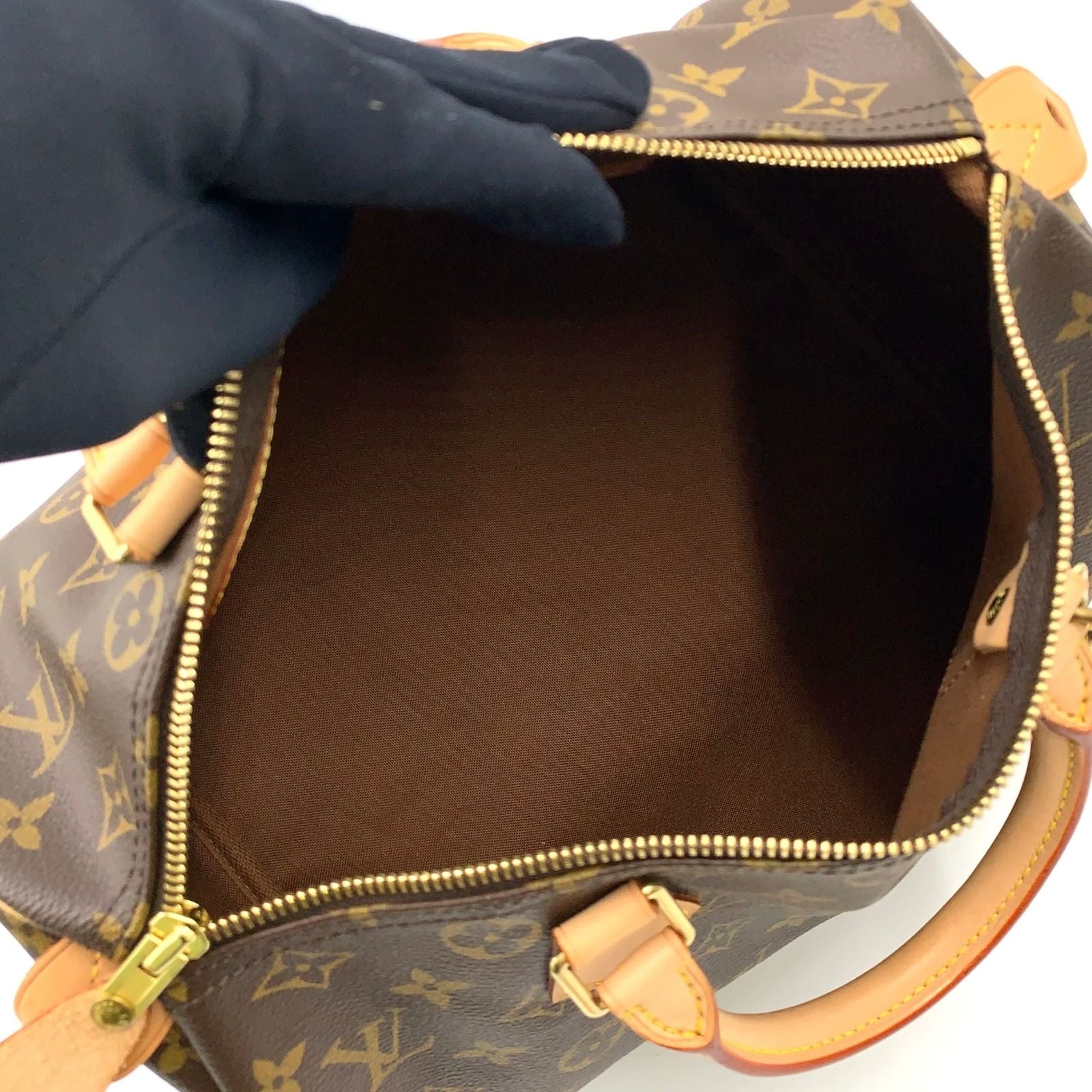 Louis Vuitton Speedy 30 Monogram Leather Brown Handbag Gold — view 3