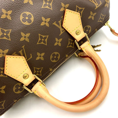 Louis Vuitton Speedy 30 Monogram Leather Brown Handbag Gold — view 6