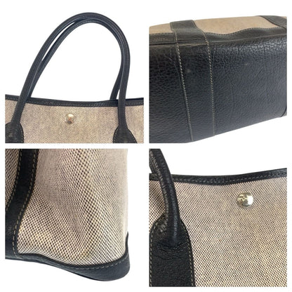 Hermes Garden Party PM Gray Black Silver Toile Ash Leather Tote — view 5