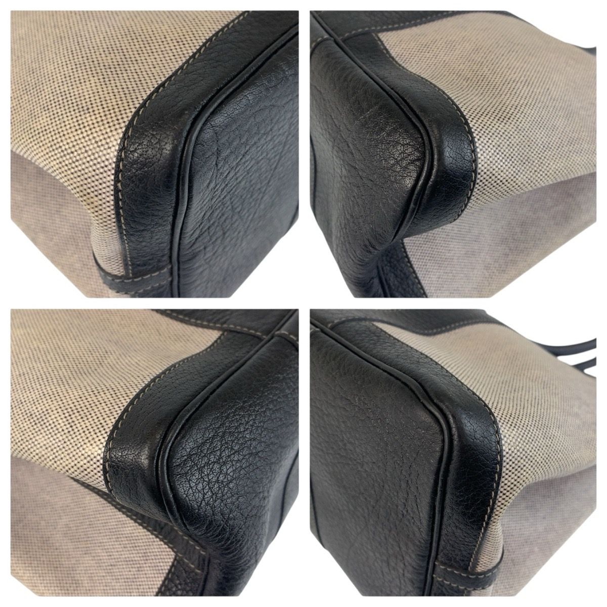 Hermes Garden Party PM Gray Black Silver Toile Ash Leather Tote — view 4