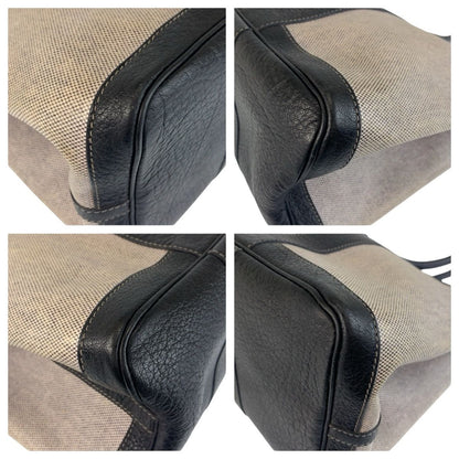 Hermes Garden Party PM Gray Black Silver Toile Ash Leather Tote — view 4