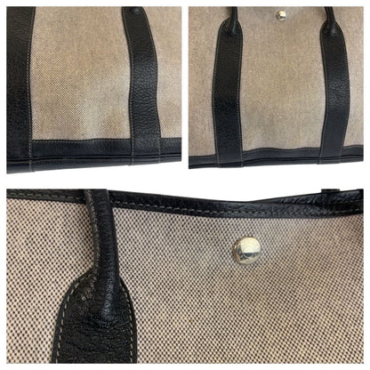 Hermes Garden Party PM Gray Black Silver Toile Ash Leather Tote — view 6