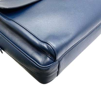 Prada Business Briefcase Triangle Logo Saffiano Leather Navy Silver Practical — view 3