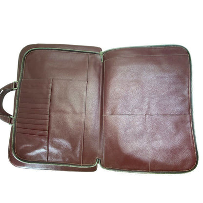 Prada Business Briefcase Handbag Triangle Logo Saffiano Leather Bordeaux Silver — view 7