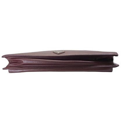 Prada Business Briefcase Handbag Triangle Logo Saffiano Leather Bordeaux Silver — view 5