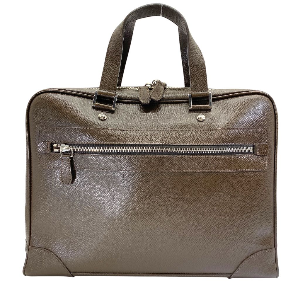 Louis Vuitton Business Briefcase Handbag LV Logo Taiga Leather Brown Practical