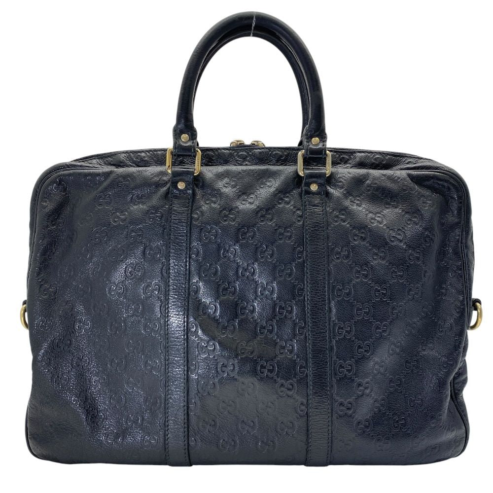 Gucci Guccissima Business Briefcase Handbag GG Logo Leather Black Practical — view 2