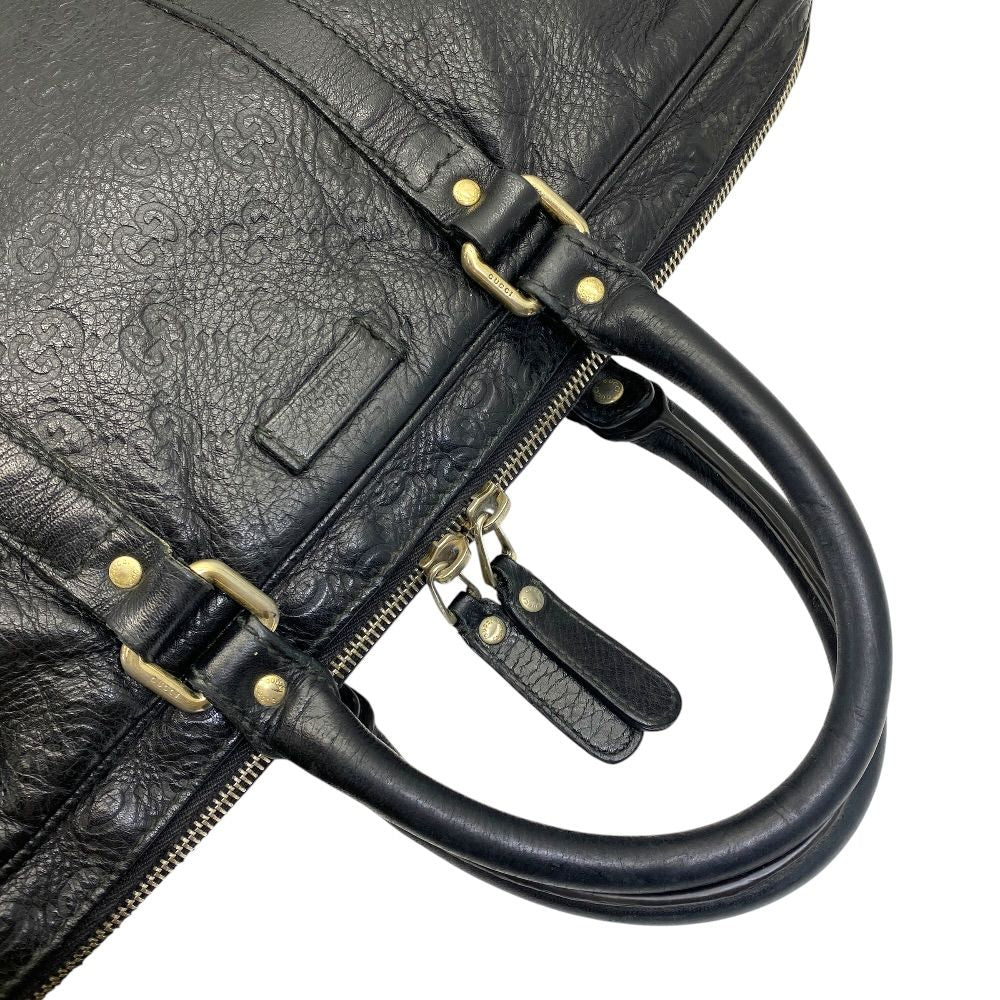 Gucci Guccissima Business Briefcase Handbag GG Logo Leather Black Practical — view 6