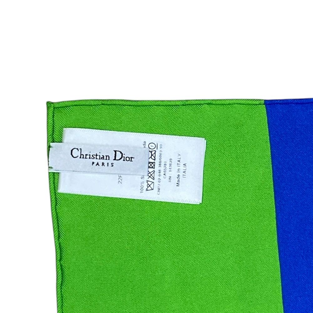 Dior Scarf Shawl D-flower Pop Silk 100% Blue Green Orange Gorgeous Feminine — view 7