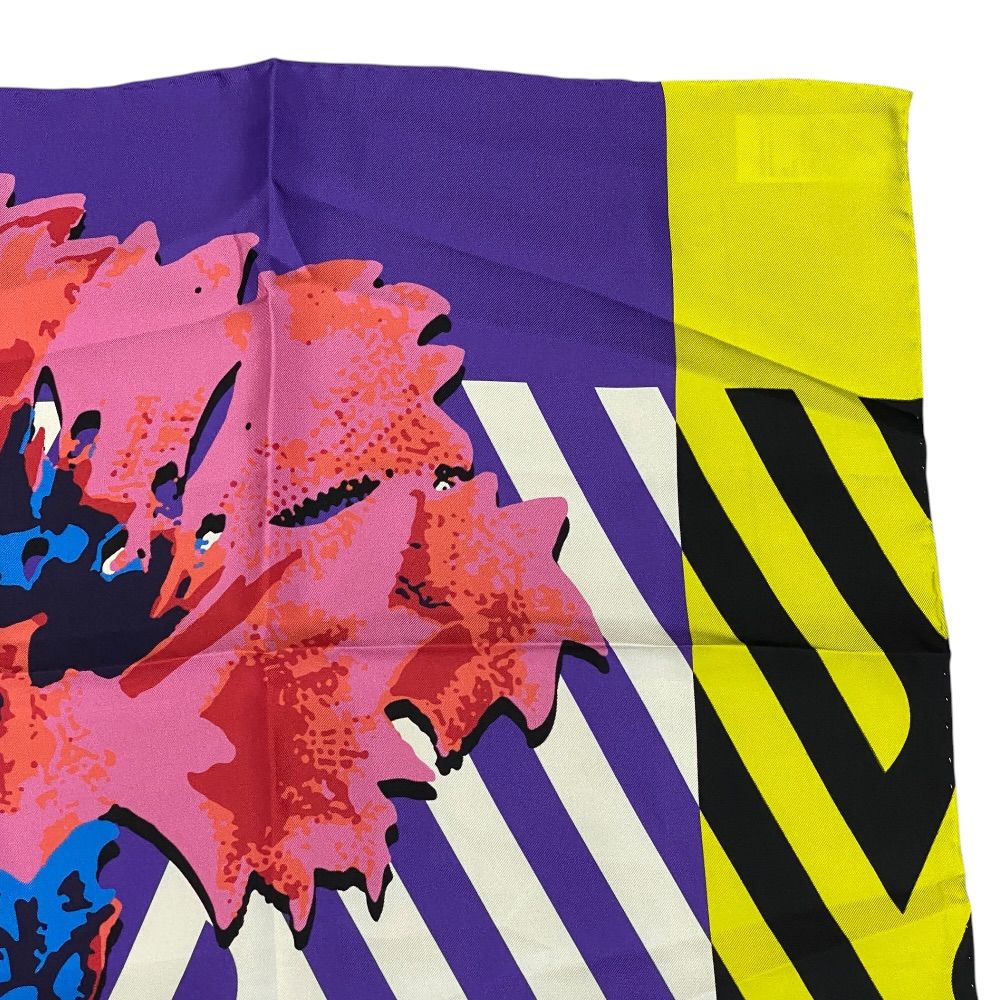 Dior Scarf Shawl D-flower Pop Silk 100% Purple Yellow Pink Gorgeous Feminine — view 2