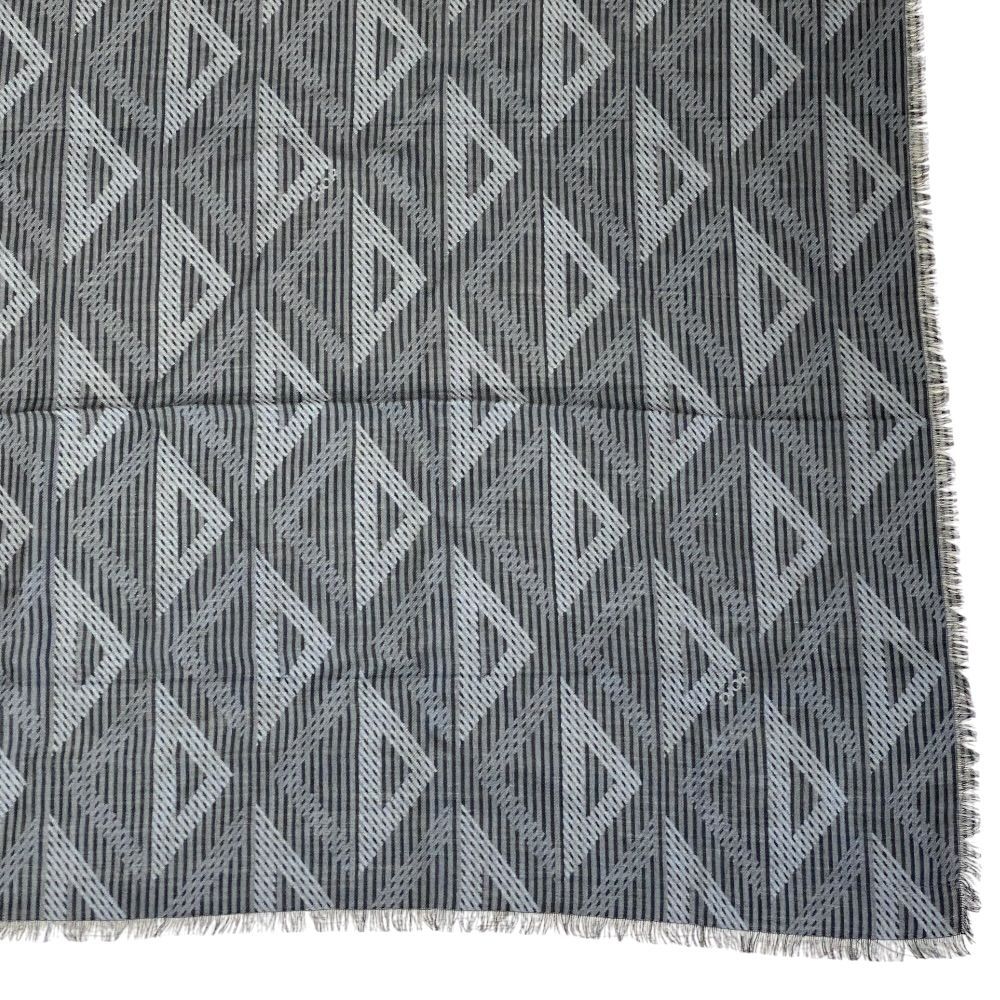 Dior Fringe Scarf Shawl CD Diamond Silk Wool Gray Feminine — view 6