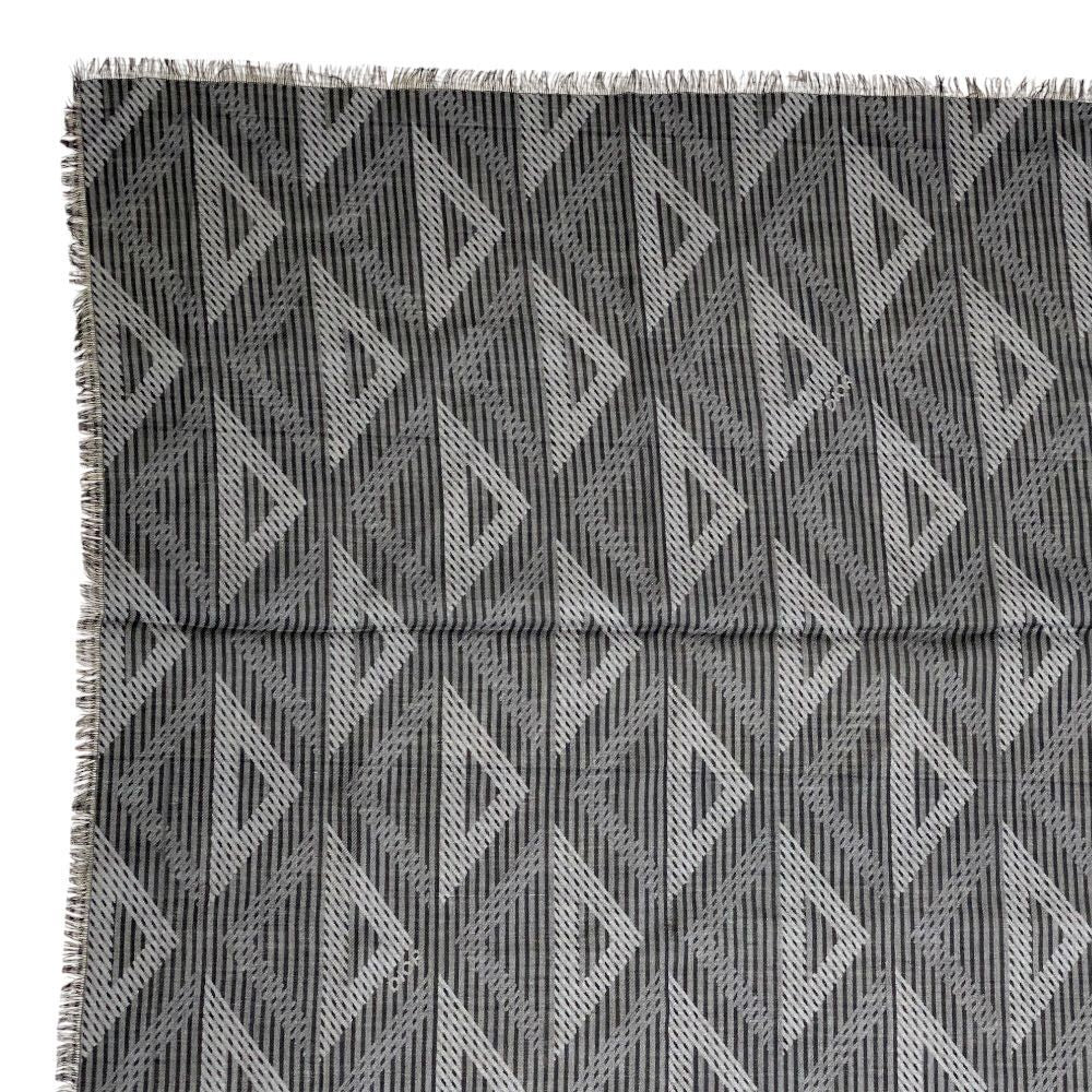 Dior Fringe Scarf Shawl CD Diamond Silk Wool Gray Feminine — view 7