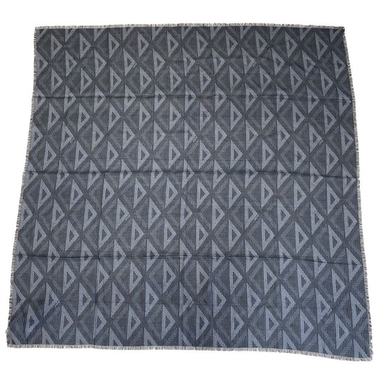 Dior Fringe Scarf Shawl CD Diamond Silk Wool Gray Feminine