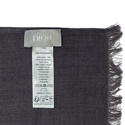 Dior Fringe Logo Scarf Shawl Silk Cashmere Gray Feminine — view 7