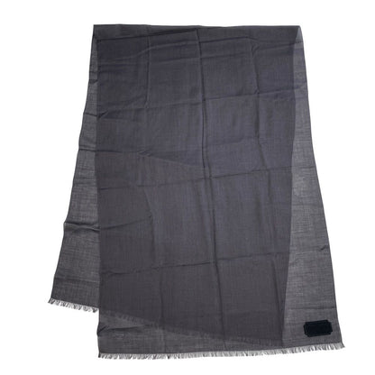 Dior Fringe Logo Scarf Shawl Silk Cashmere Gray Feminine