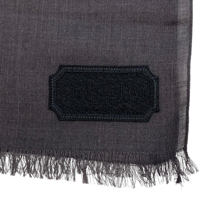 Dior Fringe Logo Scarf Shawl Silk Cashmere Gray Feminine — view 3