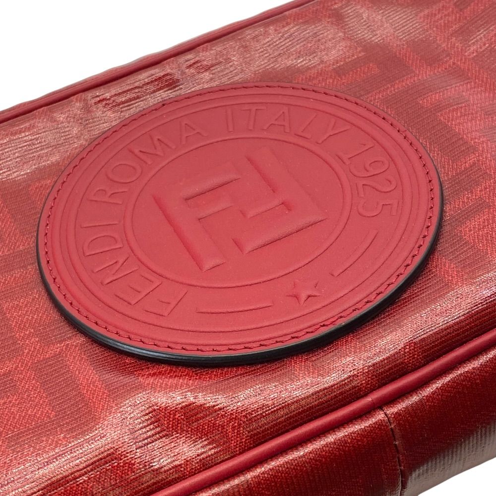 Fendi Camera Bag Clutch Pouch FF Logo Leather Zucca Pattern Red Second — view 7