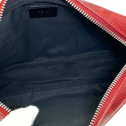 Fendi Camera Bag Clutch Pouch FF Logo Leather Zucca Pattern Red Second — view 8