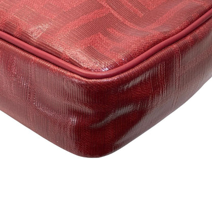 Fendi Camera Bag Clutch Pouch FF Logo Leather Zucca Pattern Red Second — view 3