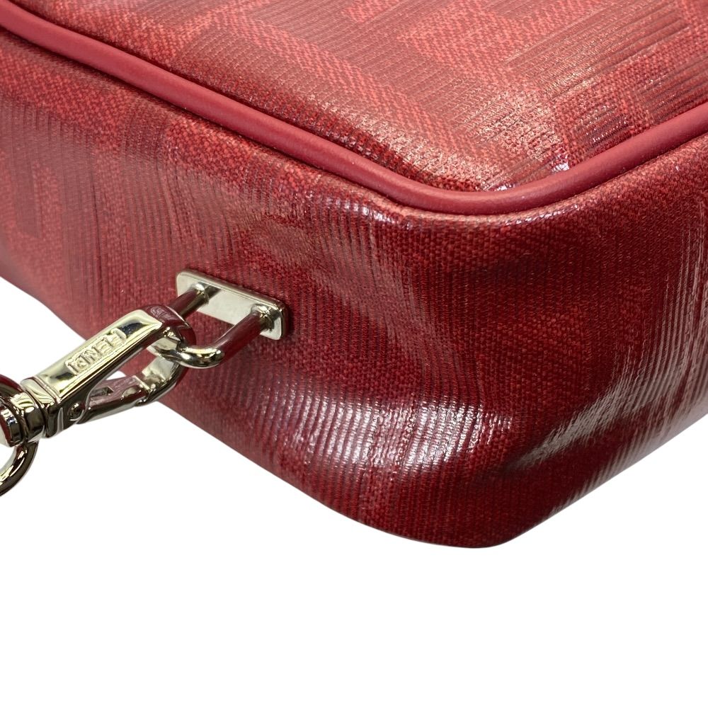 Fendi Camera Bag Clutch Pouch FF Logo Leather Zucca Pattern Red Second — view 4