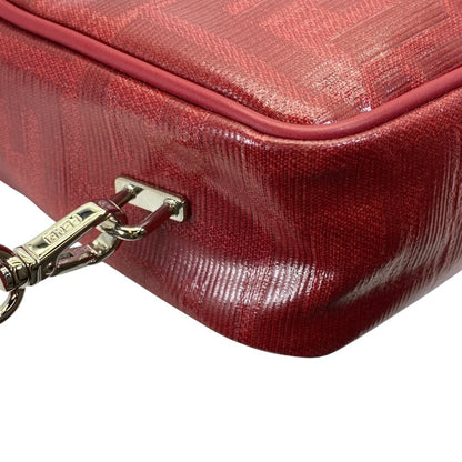 Fendi Camera Bag Clutch Pouch FF Logo Leather Zucca Pattern Red Second — view 4