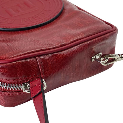Fendi Camera Bag Clutch Pouch FF Logo Leather Zucca Pattern Red Second — view 6