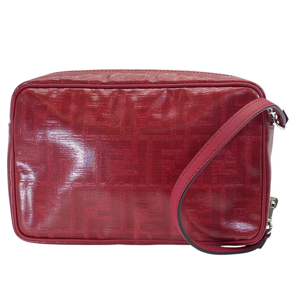 Fendi Camera Bag Clutch Pouch FF Logo Leather Zucca Pattern Red Second — view 2