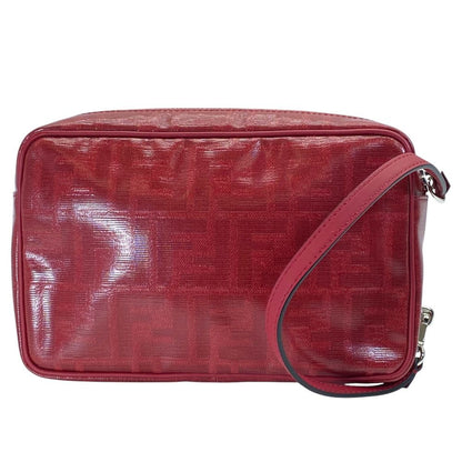Fendi Camera Bag Clutch Pouch FF Logo Leather Zucca Pattern Red Second — view 2