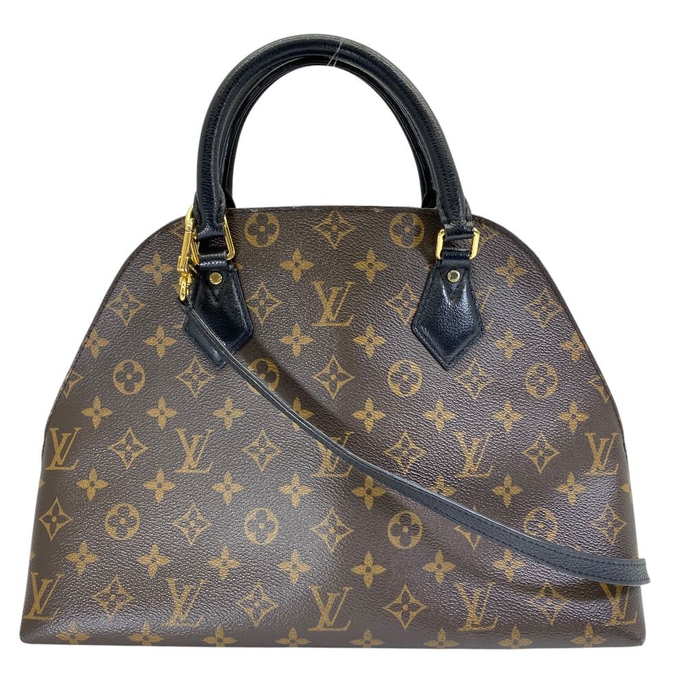 Louis Vuitton Alma Intu 2-Way Shoulder Bag Monogram Macassar Leather Black Brown — view 2