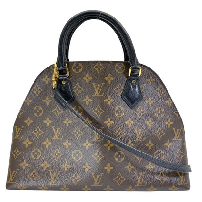 Louis Vuitton Alma Intu 2-Way Shoulder Bag Monogram Macassar Leather Black Brown — view 2