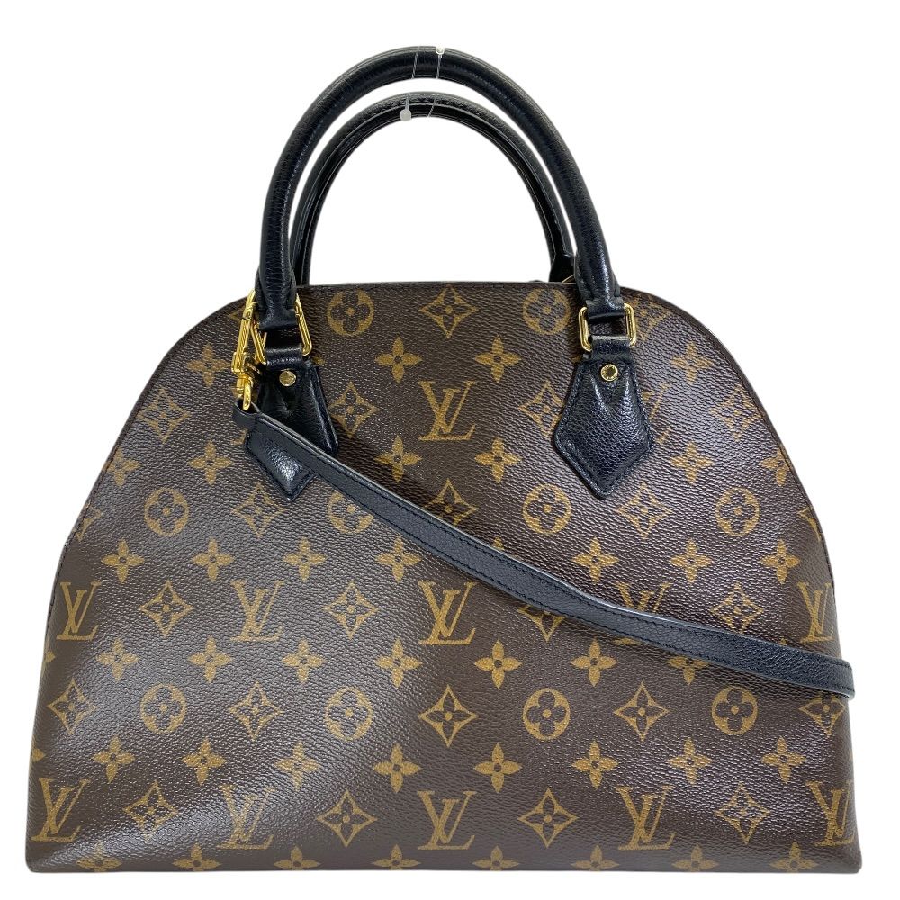 Louis Vuitton Alma Intu 2-Way Shoulder Bag Monogram Macassar Leather Black Brown