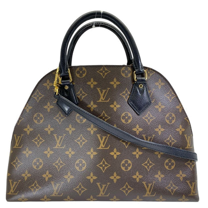 Louis Vuitton Alma Intu 2-Way Shoulder Bag Monogram Macassar Leather Black Brown