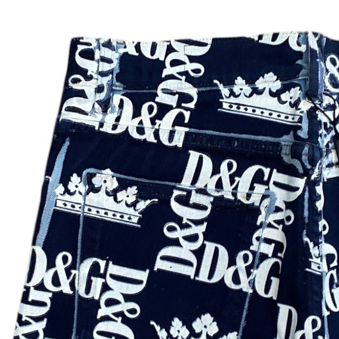 Dolce & Gabbana Print Skinny Jeans DG Crown Pants Cotton Navy Smart Comfortable — view 7