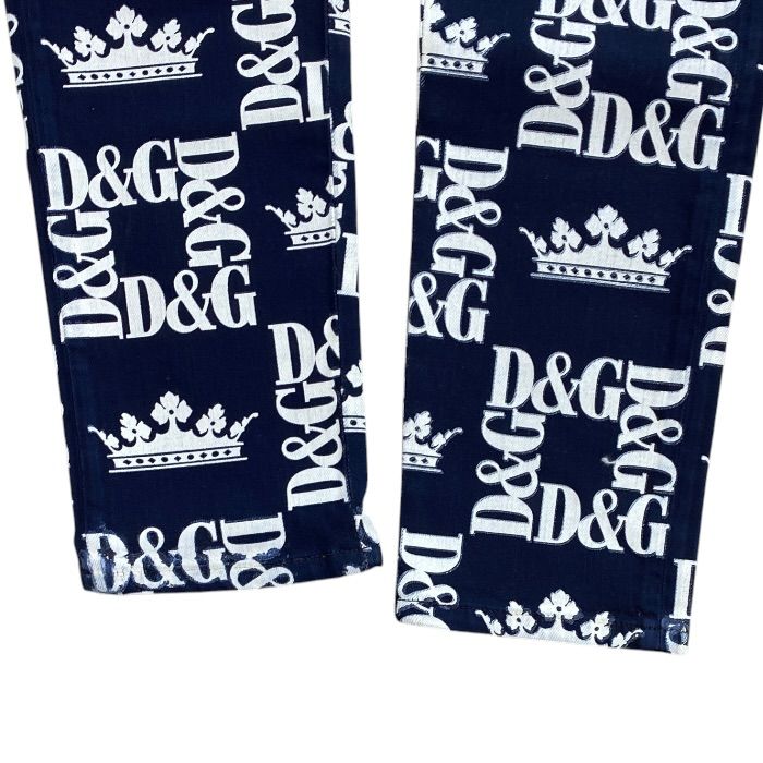 Dolce & Gabbana Print Skinny Jeans DG Crown Pants Cotton Navy Smart Comfortable — view 5