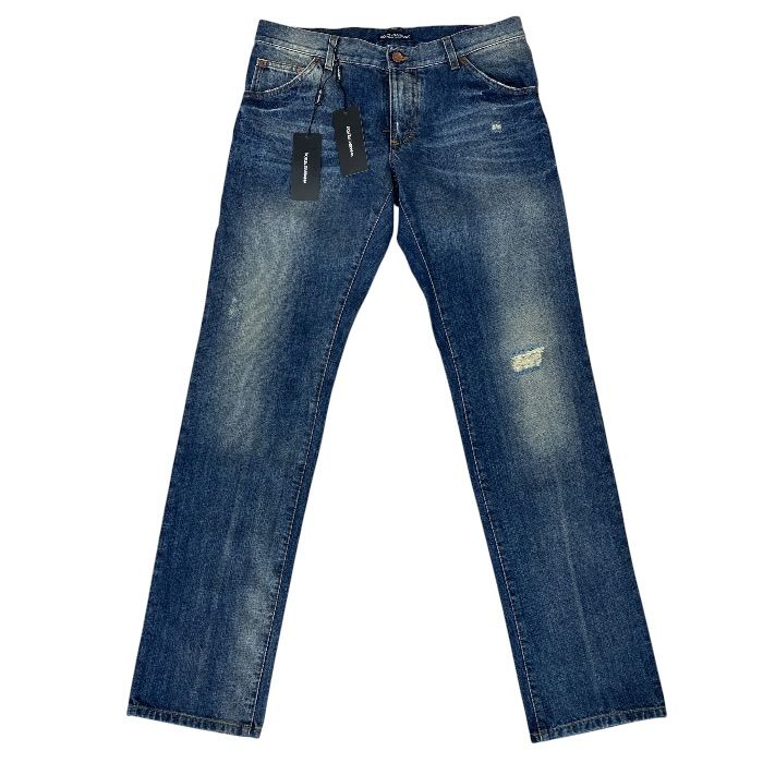 Dolce & Gabbana Distressed Denim Pants Washed Cotton Blue Smart Comfortable