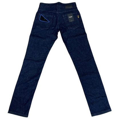 Fendi Monster Star Single Eye Denim Pants Logo Cotton Dark Blue Smart Comfortabl — view 2