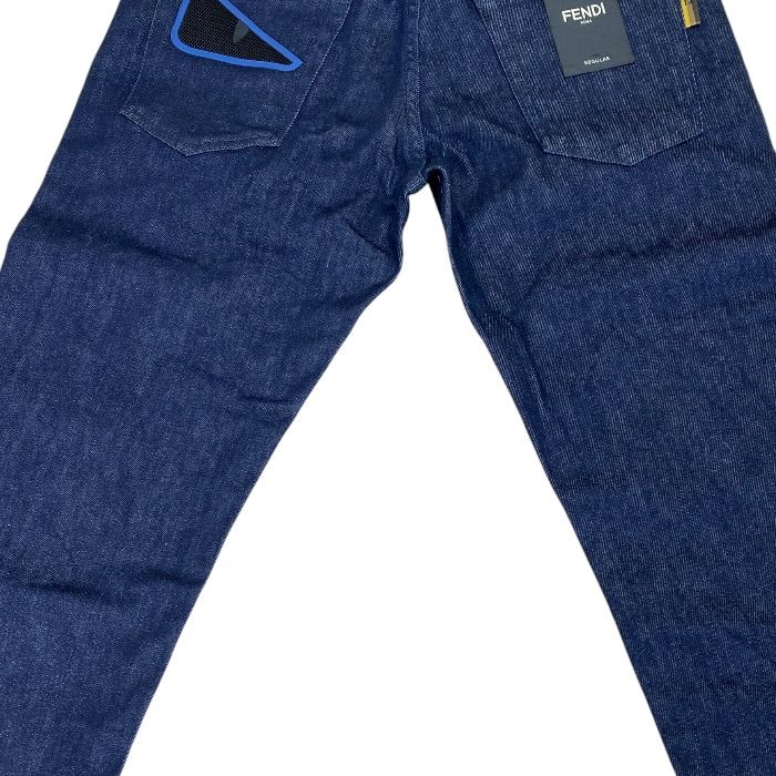 Fendi Monster Star Single Eye Denim Pants Logo Cotton Dark Blue Smart Comfortabl — view 8