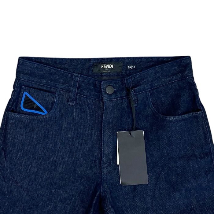 Fendi Monster Star Single Eye Denim Pants Logo Cotton Dark Blue Smart Comfortabl — view 3