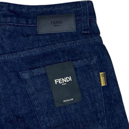Fendi Monster Star Single Eye Denim Pants Logo Cotton Dark Blue Smart Comfortabl — view 6