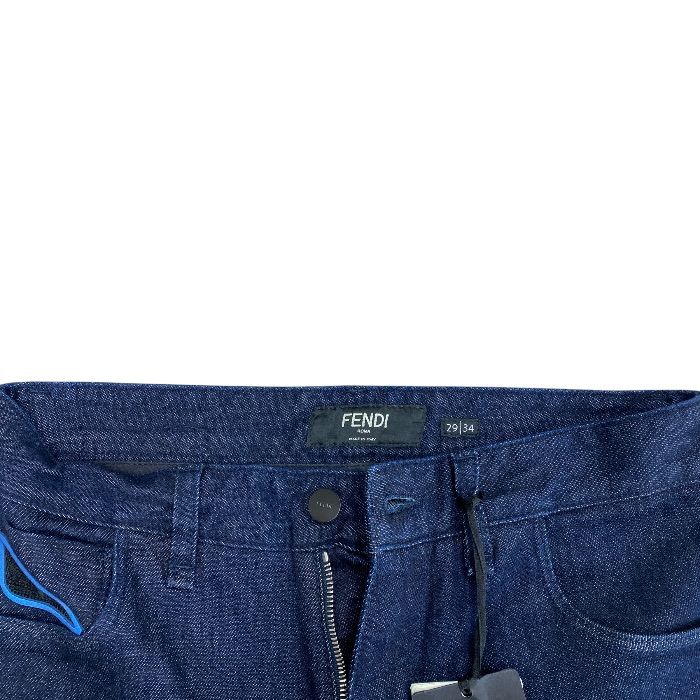 Fendi Monster Star Single Eye Denim Pants Logo Cotton Dark Blue Smart Comfortabl — view 4