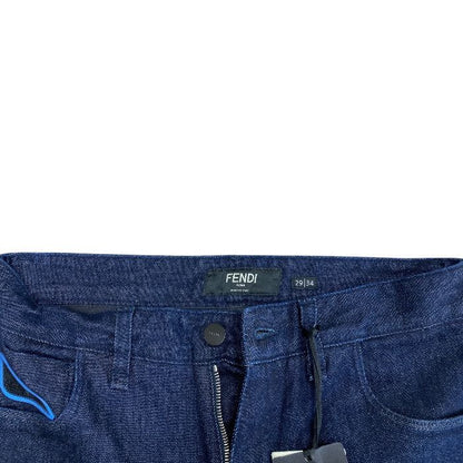 Fendi Monster Star Single Eye Denim Pants Logo Cotton Dark Blue Smart Comfortabl — view 4