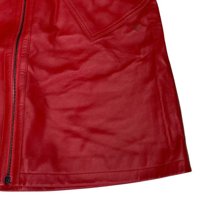 Dior Zip Skirt Miniskirt Leather Cotton Red mini — view 5