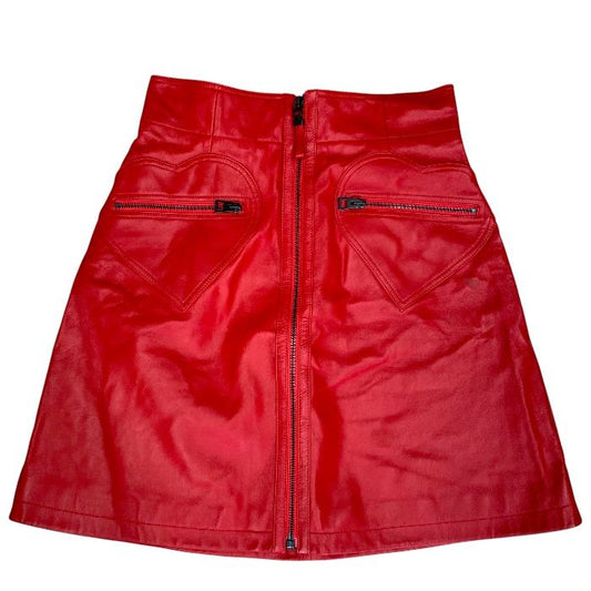 Dior Zip Skirt Miniskirt Leather Cotton Red mini