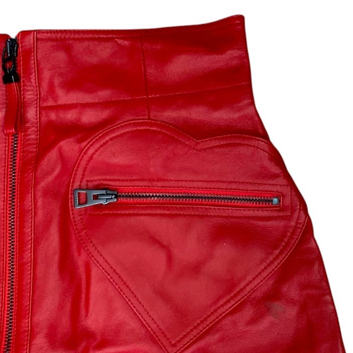 Dior Zip Skirt Miniskirt Leather Cotton Red mini — view 4