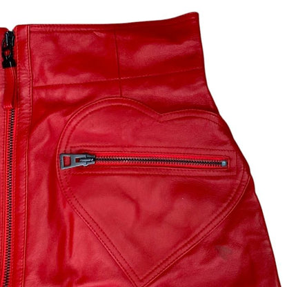 Dior Zip Skirt Miniskirt Leather Cotton Red mini — view 4