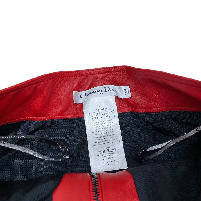Dior Zip Skirt Miniskirt Leather Cotton Red mini — view 7