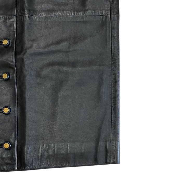 Chanel Vintage Long Skirt CC Logo Button Tight Silk Brown Feminine Classic — view 5