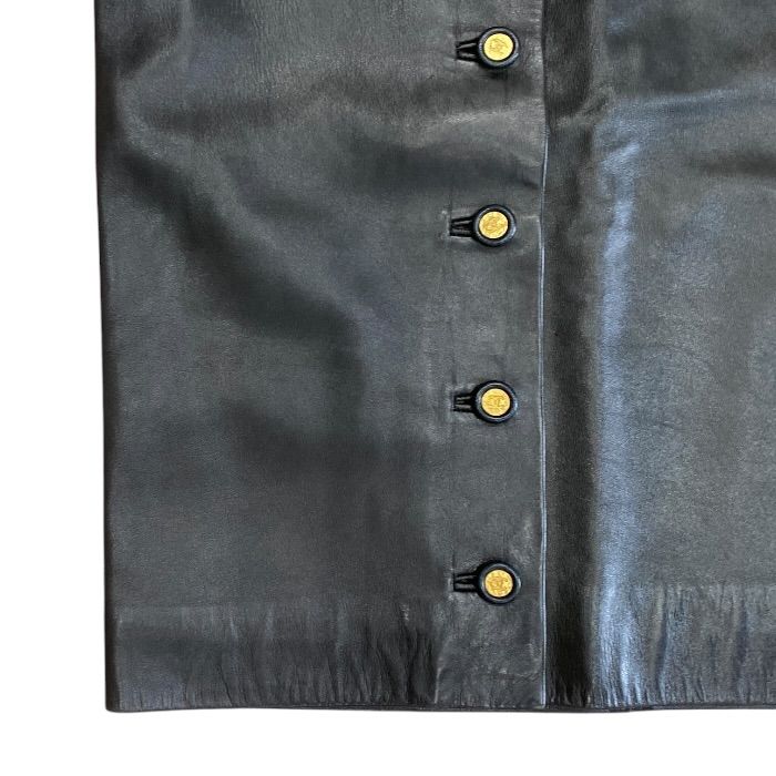 Chanel Vintage Long Skirt CC Logo Button Tight Silk Brown Feminine Classic — view 6