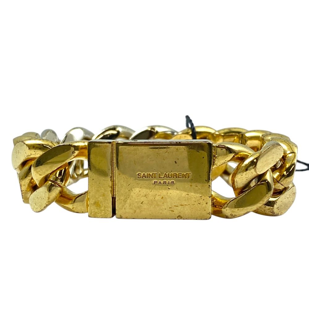 Saint Laurent Chain Bracelet Bangle Brass Gold Feminine Accent