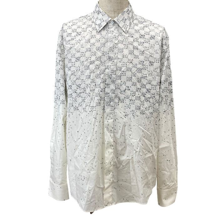 Louis Vuitton Damier Splash Red Long Sleeve Shirt Logo Nf4 Cotton White Smart